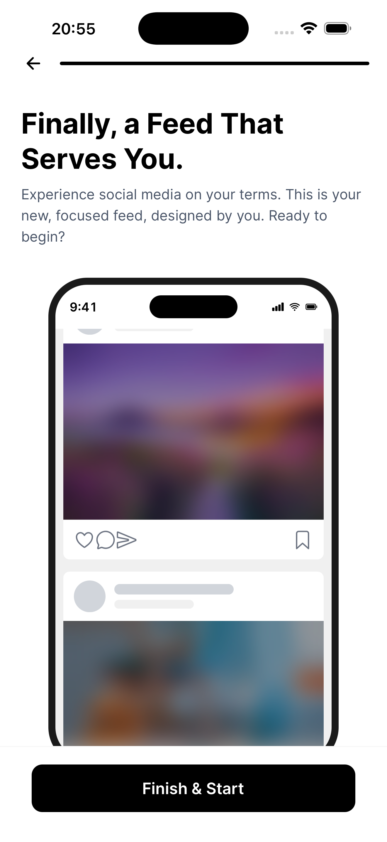 Zen Social onboarding summary screen